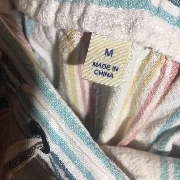 Womens Per Se Shorts Colorful Striped Linen Lagenlook Summer Boho Beachy Pastel - Picture 4 of 7